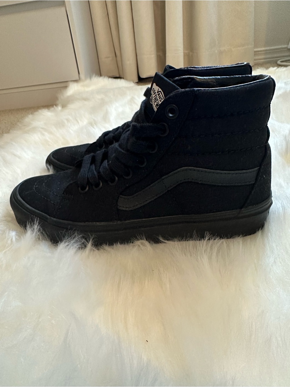 Vans Black High-Top Canvas Sneakers with White Off The Wall Heel Patch